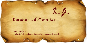 Kender Jávorka névjegykártya